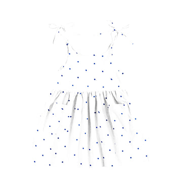 'Cream & Navy Blue Dot' Organic Sleeveless Nightdress