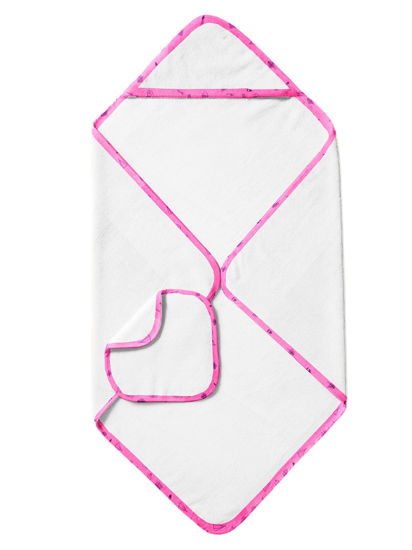 'Pink Line Drawing’ Organic Hooded Towel Set