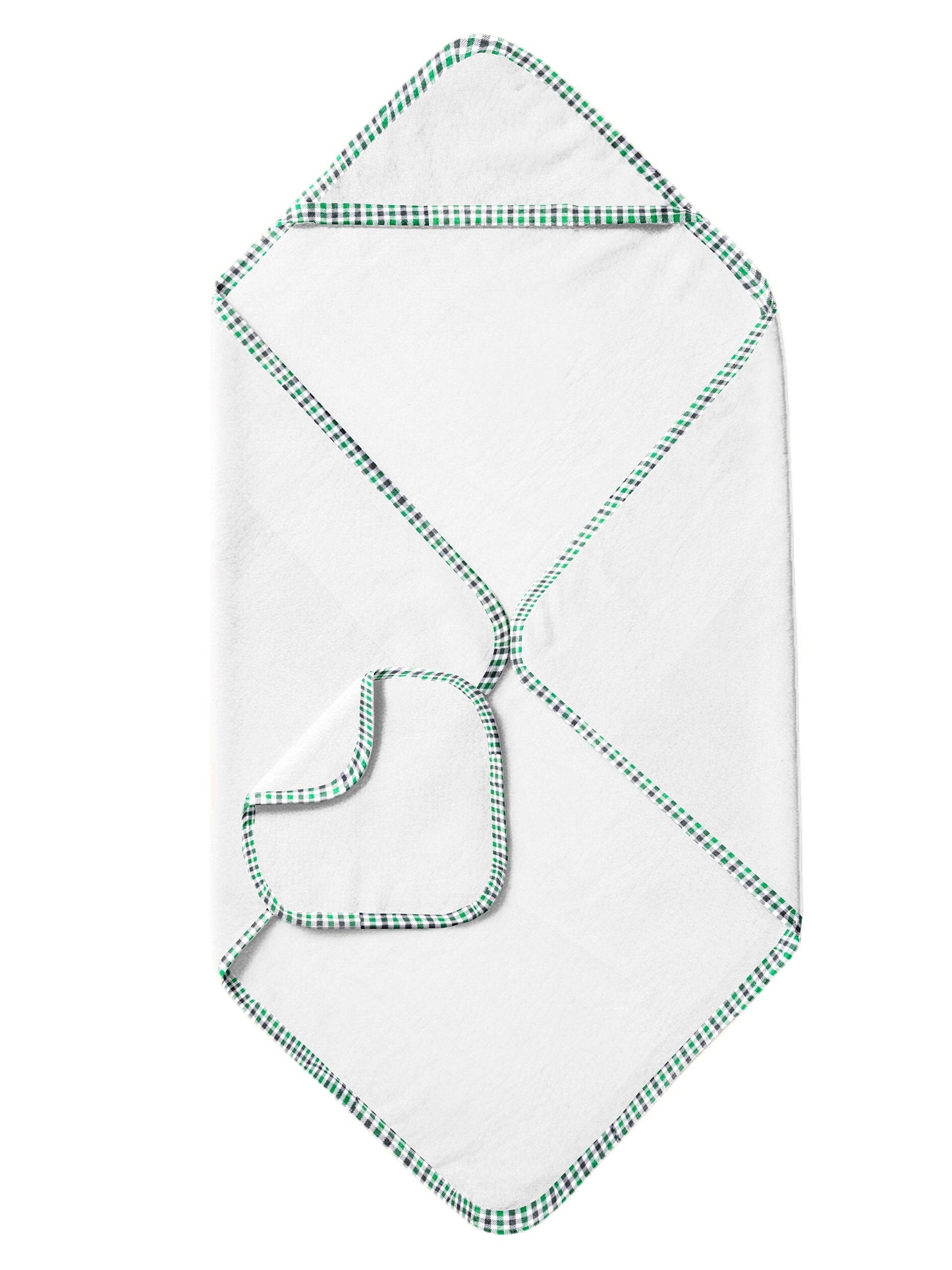 'Green and Black Checks’ Organic Hooded Towel Set