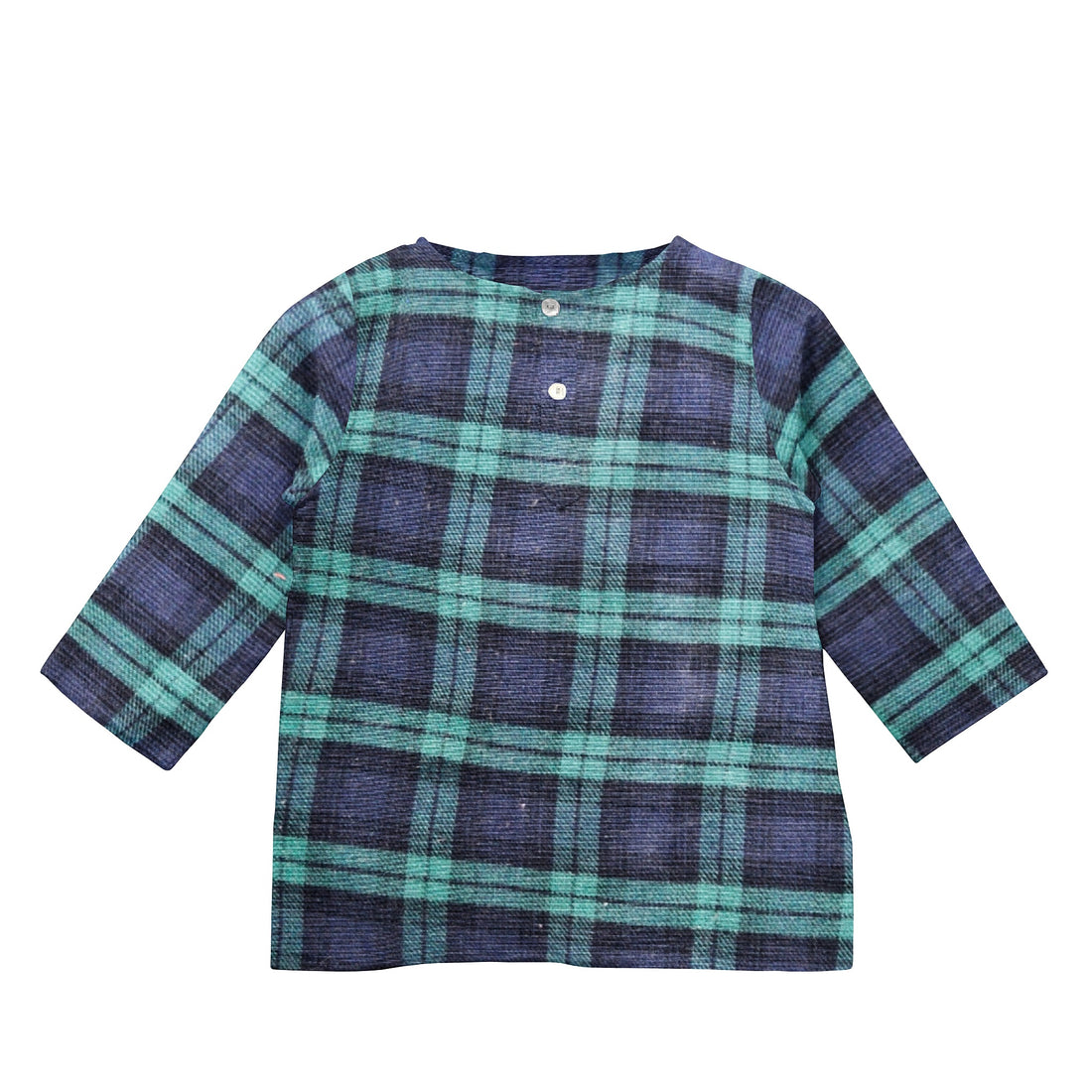 'Green & Navy Blue Checks' Organic Pajama Kurta Set