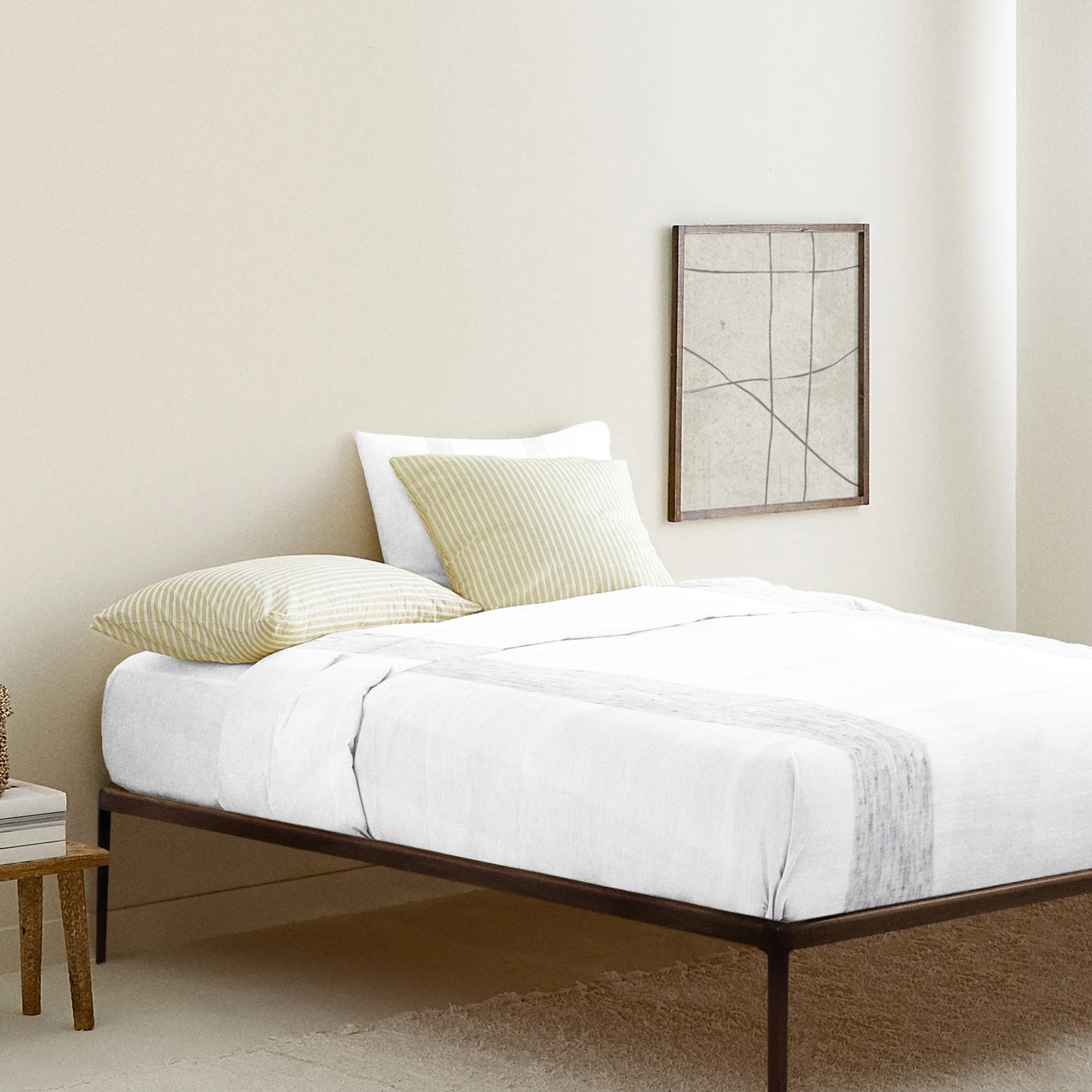 'Grey Pencil Stripe’ Organic Junior Fitted Sheet