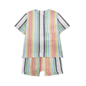 'Orange & Green Stripe' Organic Pajama Short Set