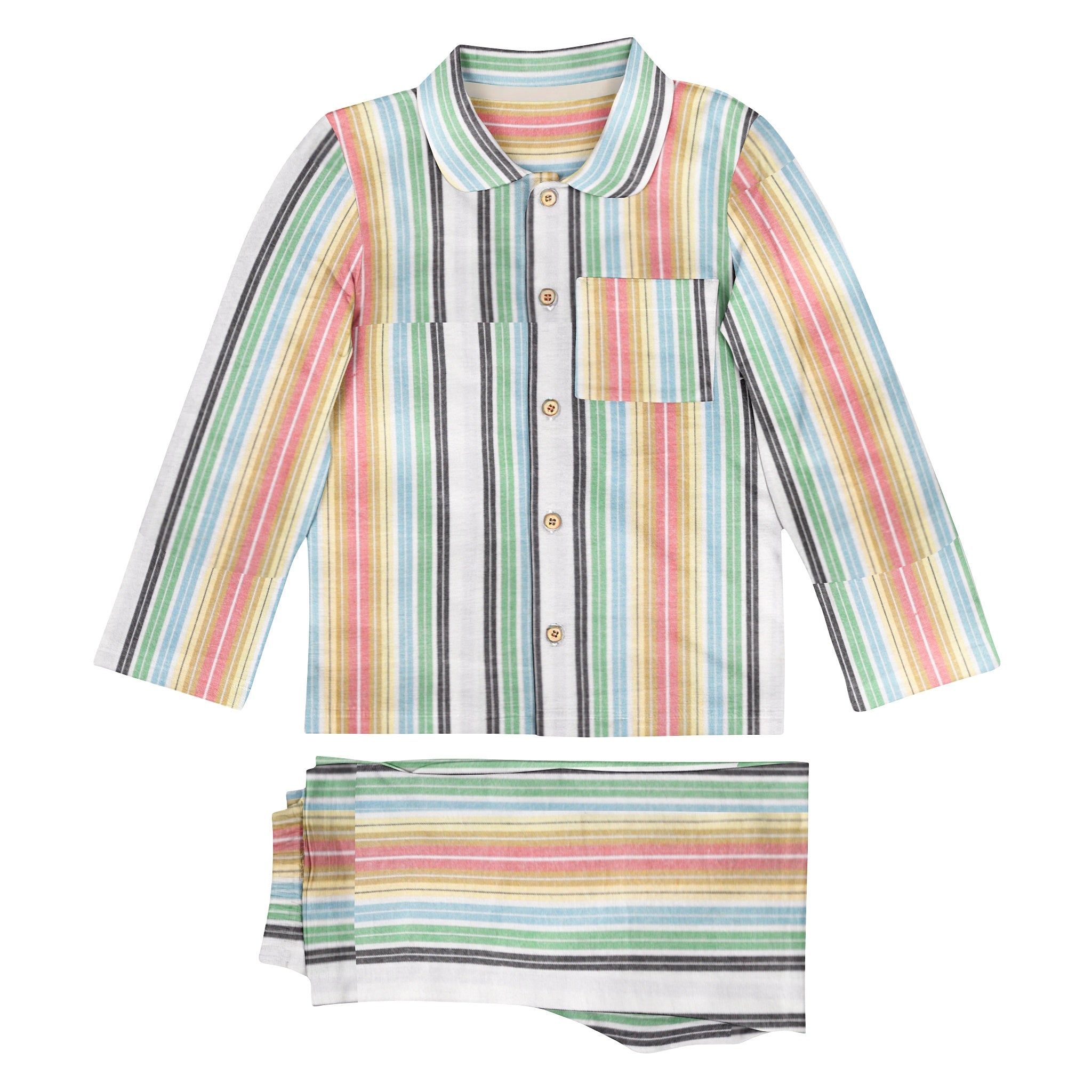 'Orange & Green Stripe' Organic Collared Pajama Set