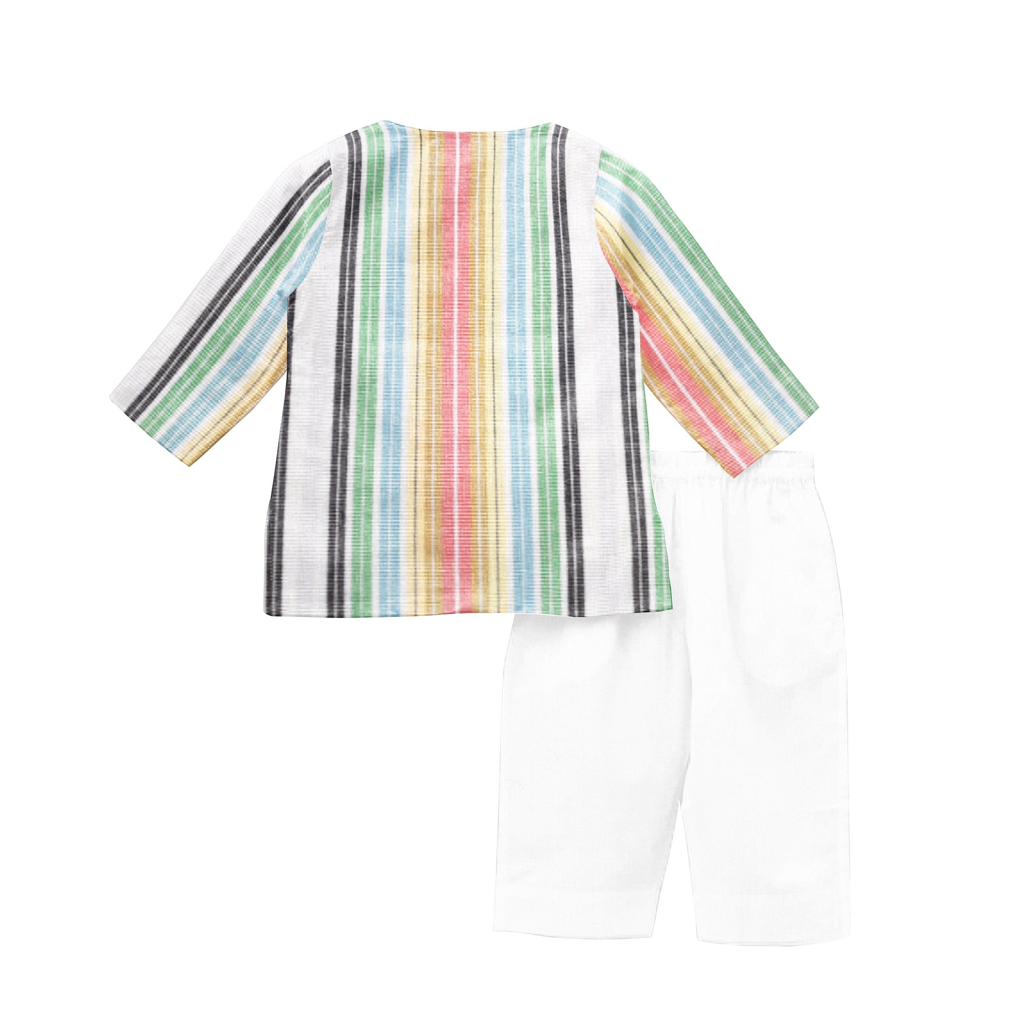 'Orange & Green Stripe' Organic Pajama Kurta Set