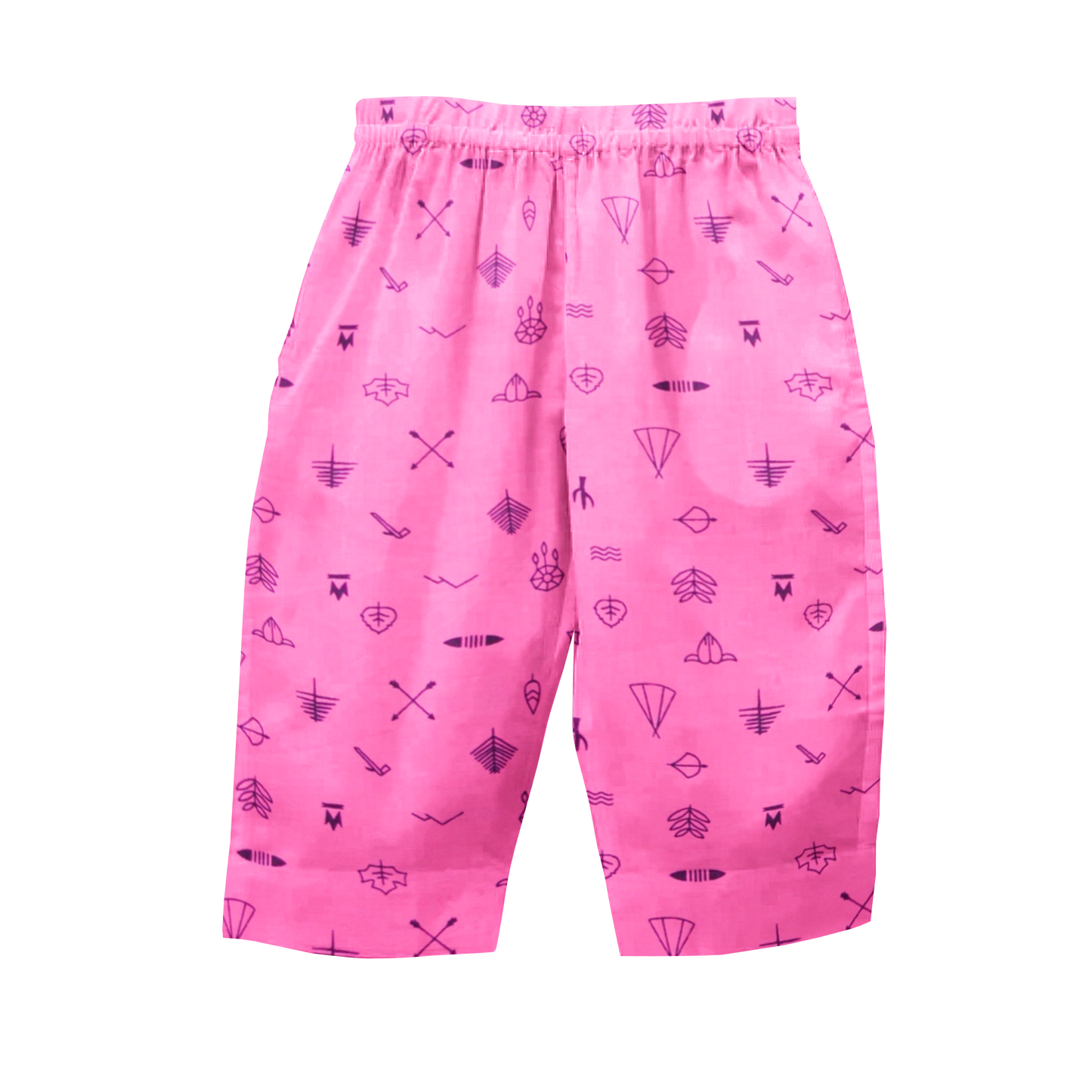 'Pink Line Drawing' Organic Collared Pajama Set