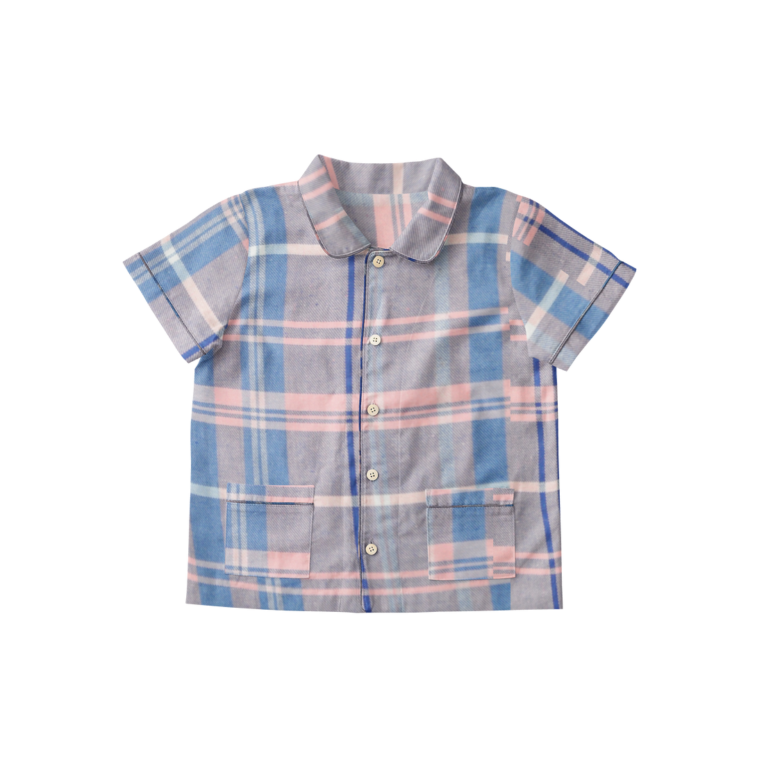 'Pink & Blue Checks' Organic Collared Pajama Set