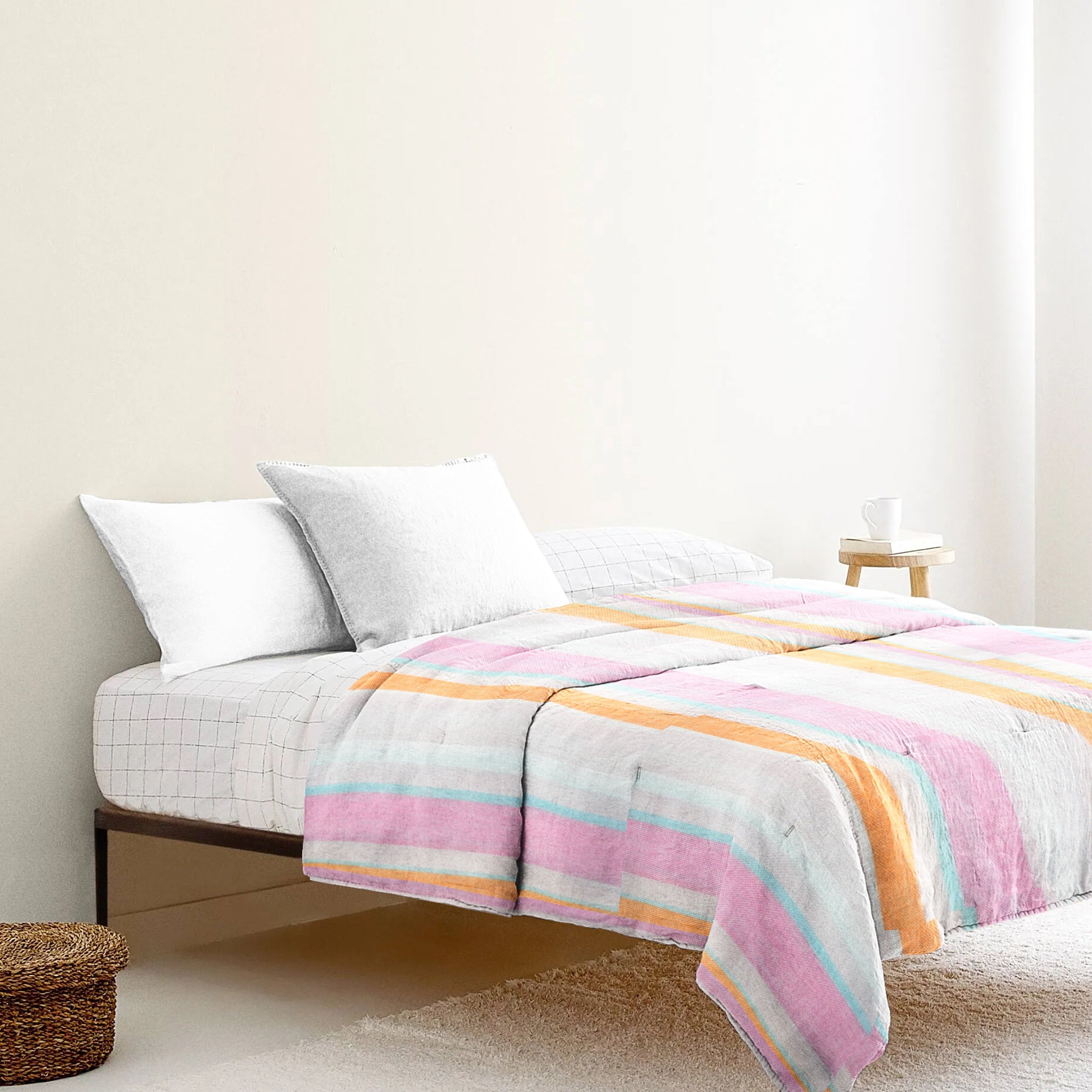 'Pink & Orange Stripe’ Organic Junior Blanket