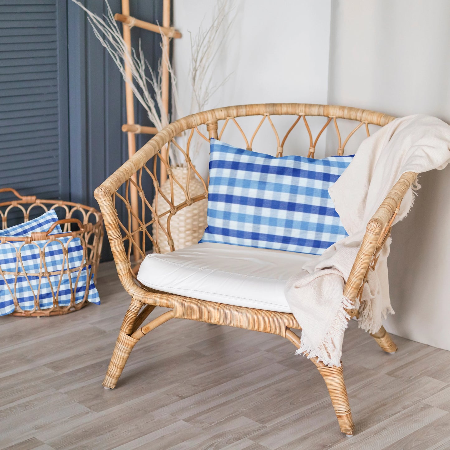 'Shaded Blue Checks' Organic Baby Pillow Cover