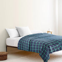 ‘Green and Navy Blue Checks’ Organic Junior Blanket & Quilt