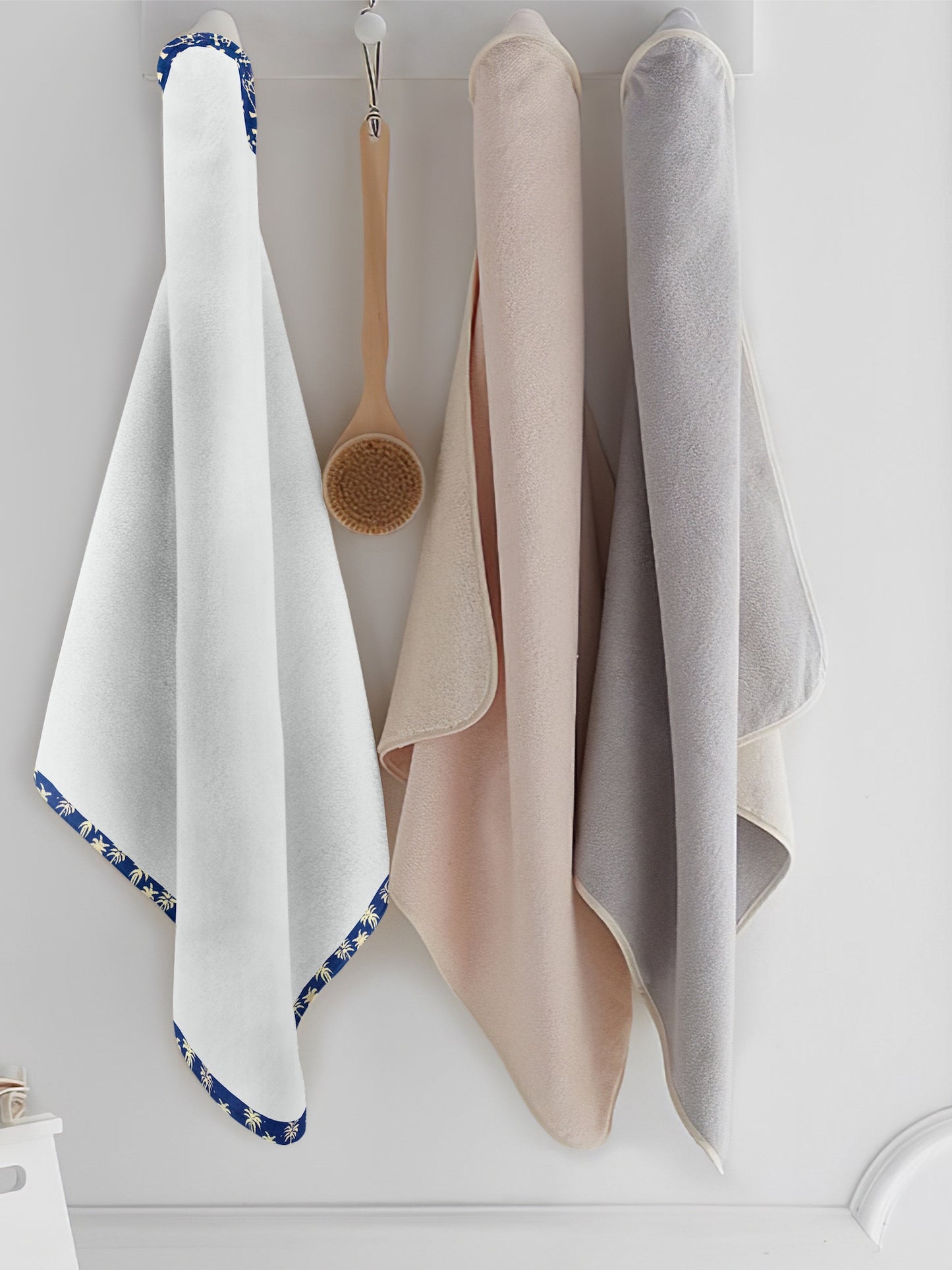 ‘Floral Blue’ Organic Hooded Towel Set