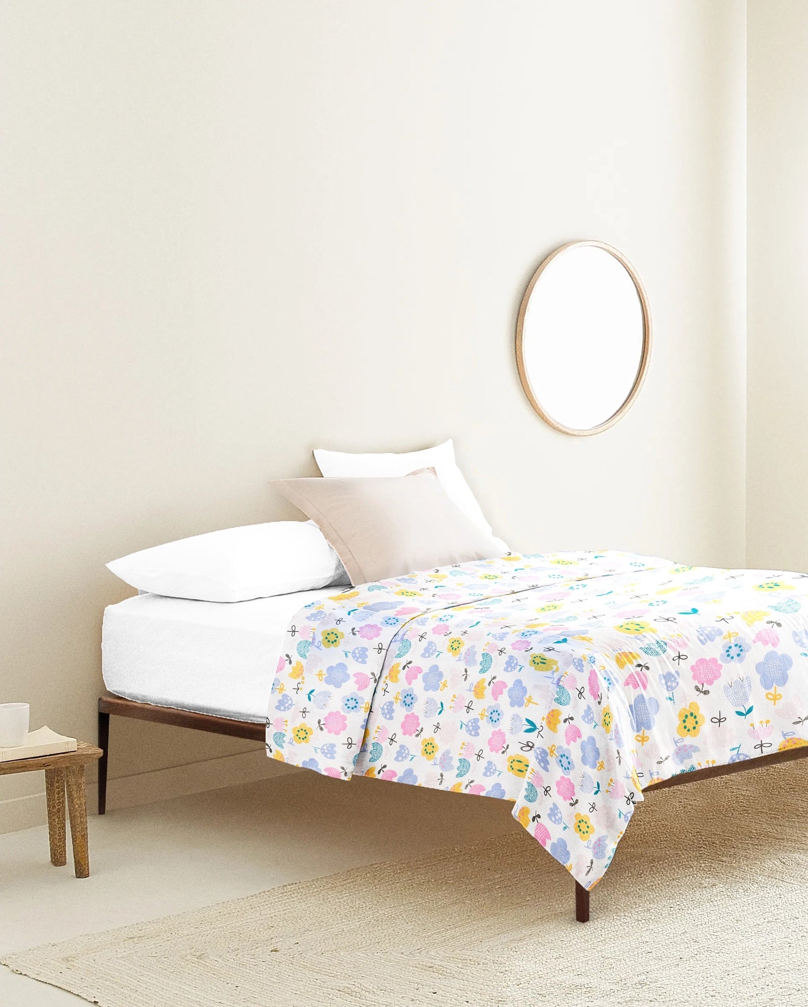 'Whimsical Flowers' Organic Junior Bedcover