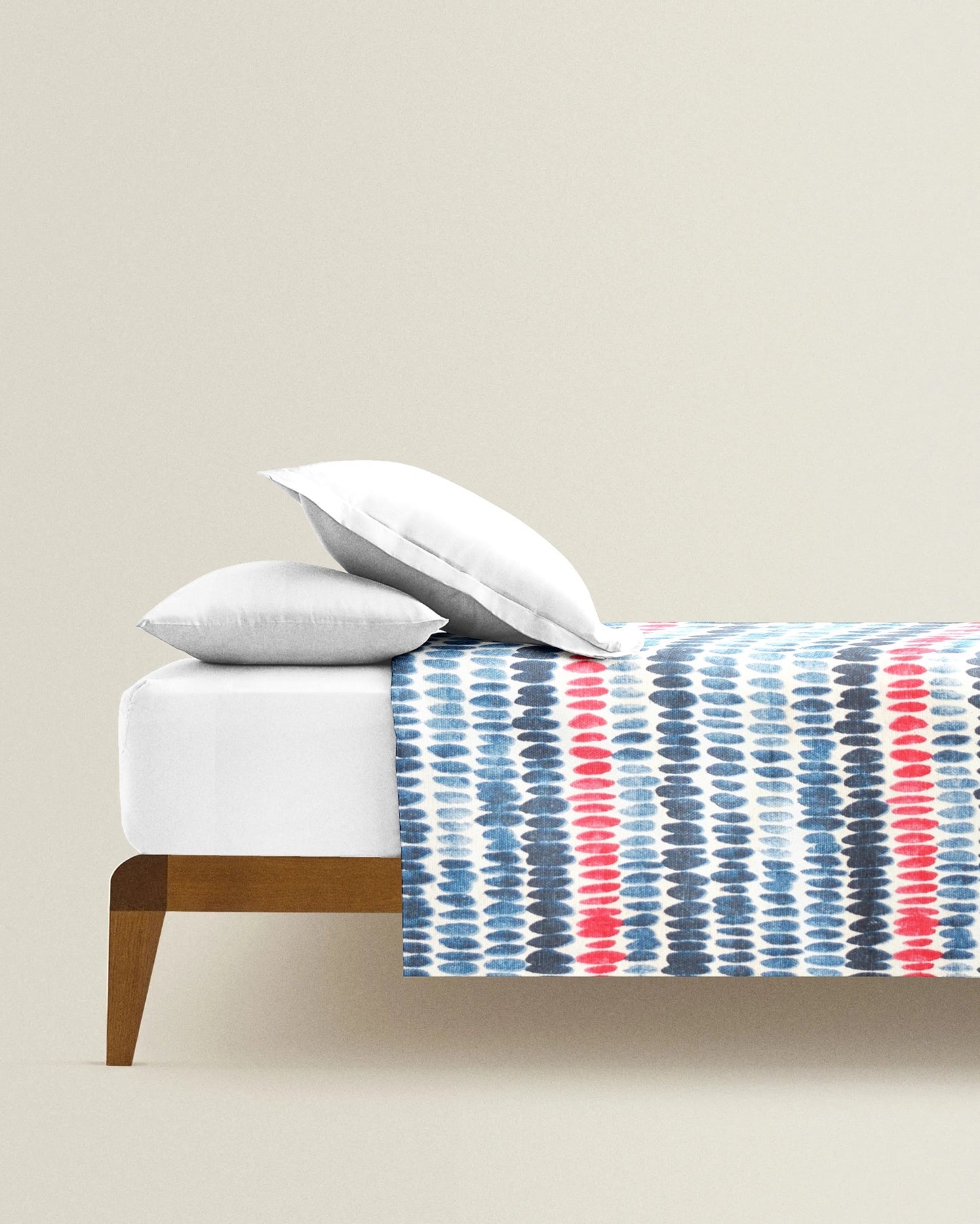 'Red and Blue Brushstrokes' Organic Junior Bedcover