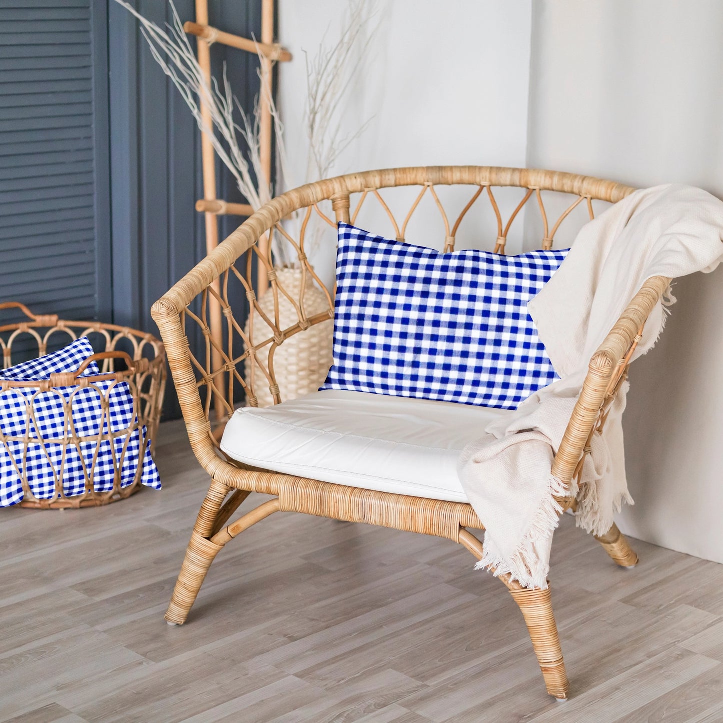 ‘Navy Checks’ Organic Baby Pillow Cover