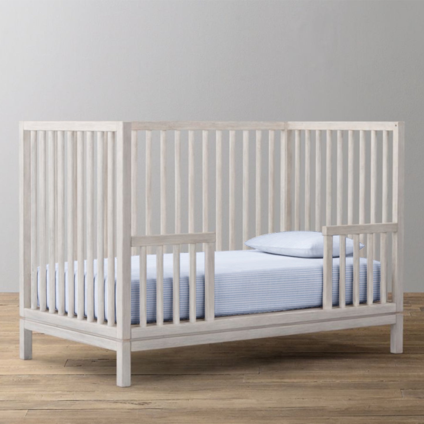 ‘Blue and White Stripe’ Organic Fitted Crib Sheet