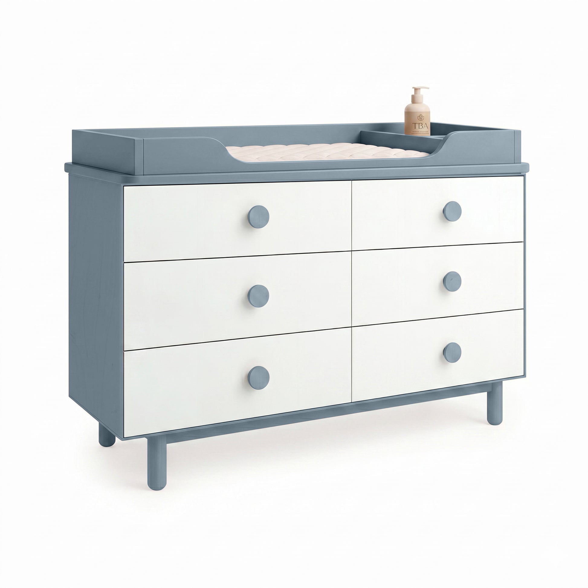 Blue Grey 6 Drawer