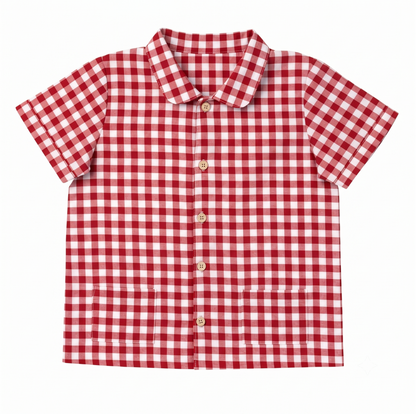 'Red Checks ' Organic Collared Pajama Set