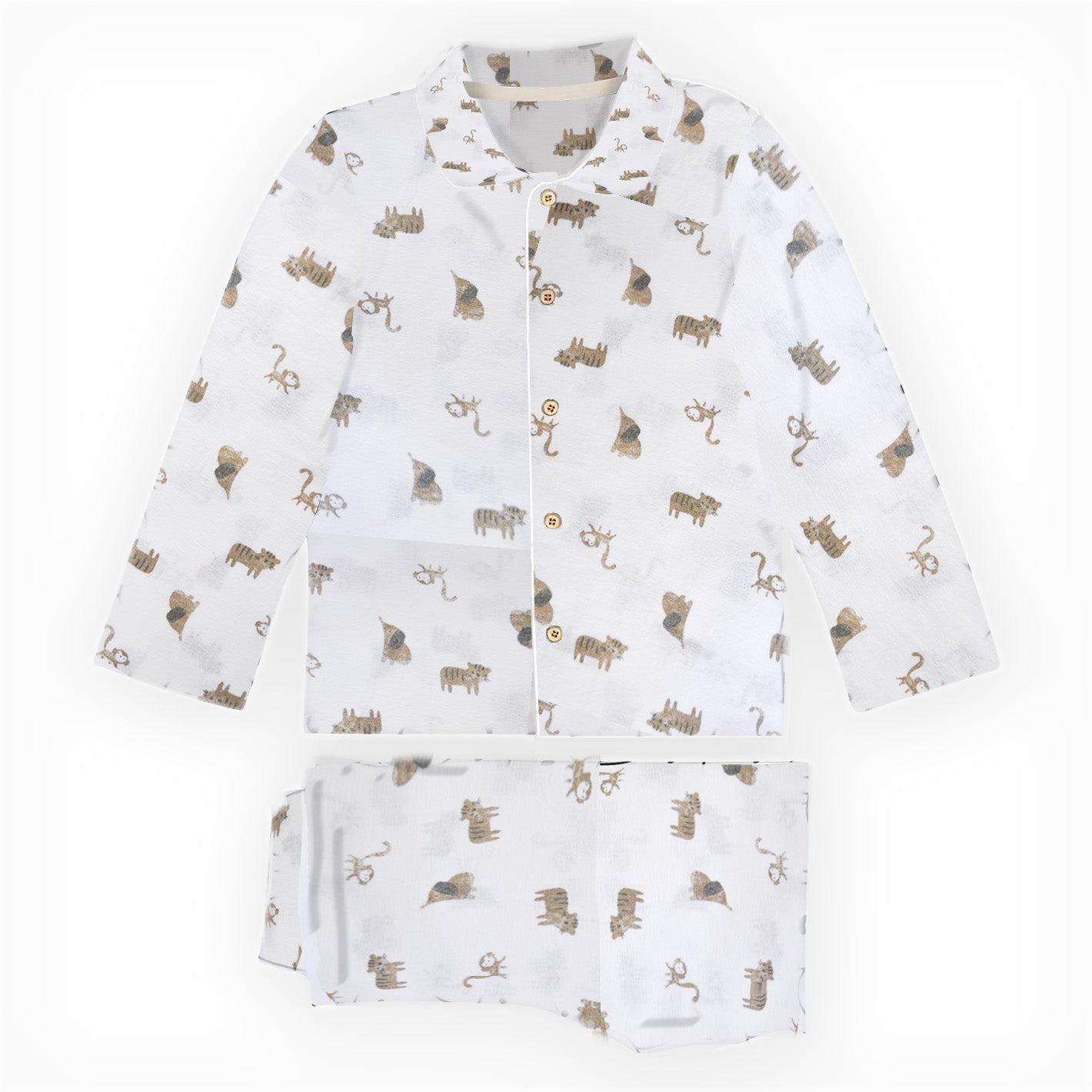 'Brown Monkey ' Organic Collared Pajama Set 1