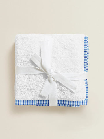 'Shaded Blue Checks’ Organic Junior Towel Set