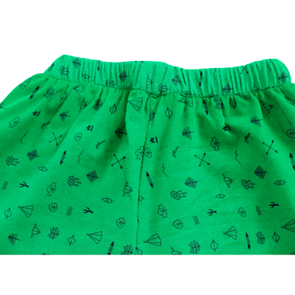 'Green Line Drawing' Organic Pajama Short Set