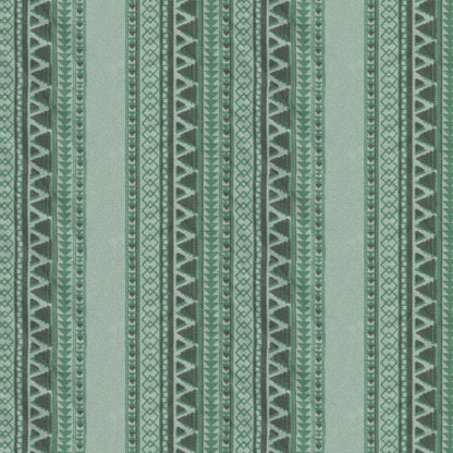 Textile pattern with green and gray stripes on a light blue background