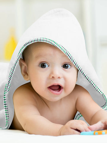 'Green and Black Checks’ Organic Hooded Towel Set