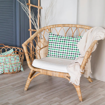 'Green and Black Checks' Organic Baby Pillow Cover