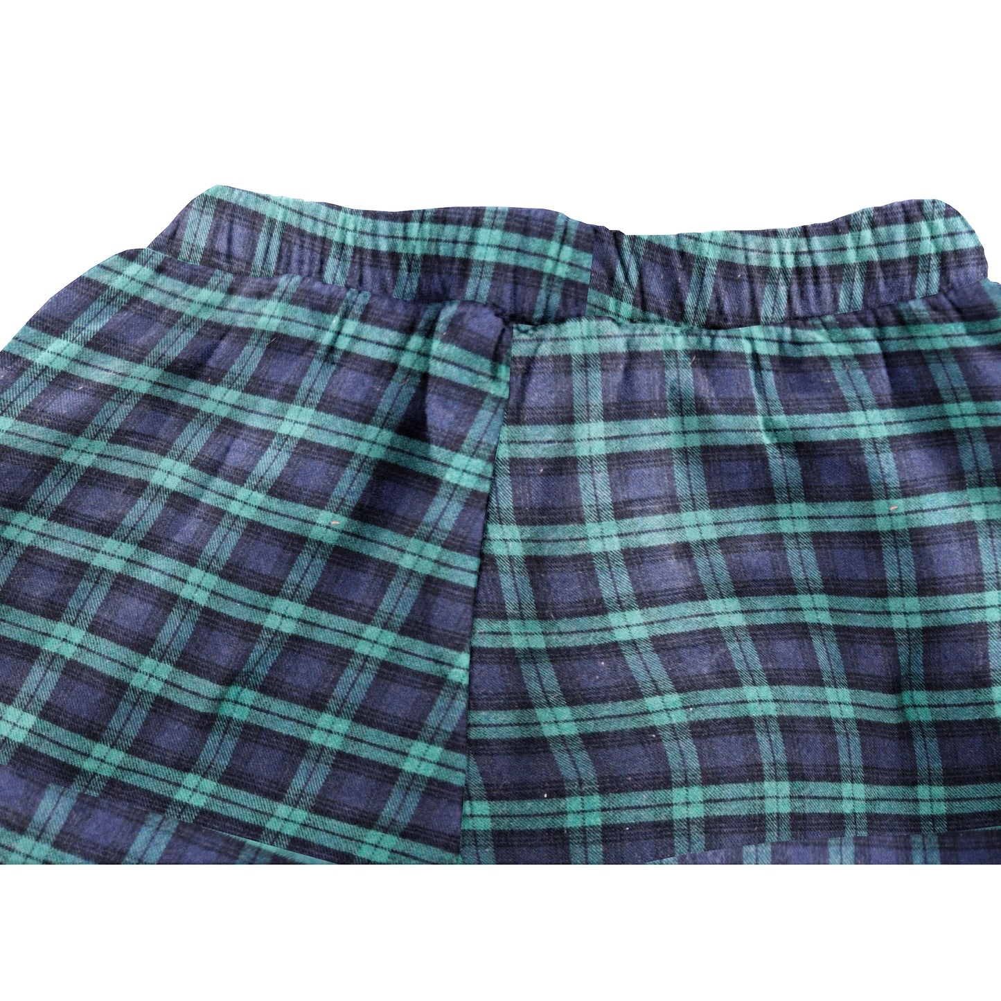 'Green & Navy Blue Checks' Organic Pajama Short Set