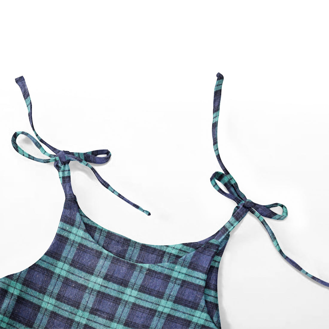 'Green & Navy Blue Checks' Organic Sleeveless Nightdress