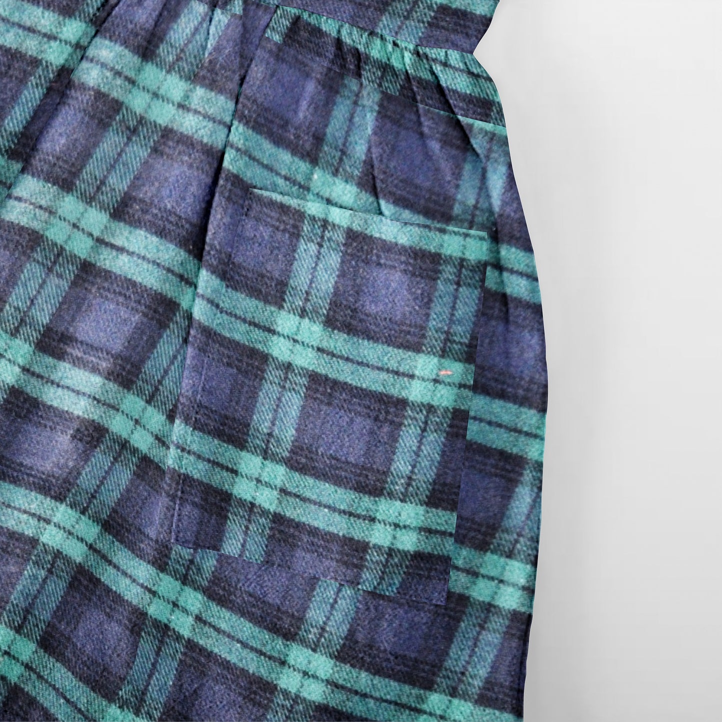 'Green & Navy Blue Checks' Organic Sleeveless Nightdress