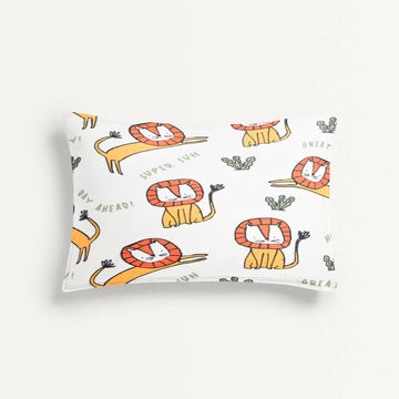 ‘Lion Print' Organic Junior Pillow Cover