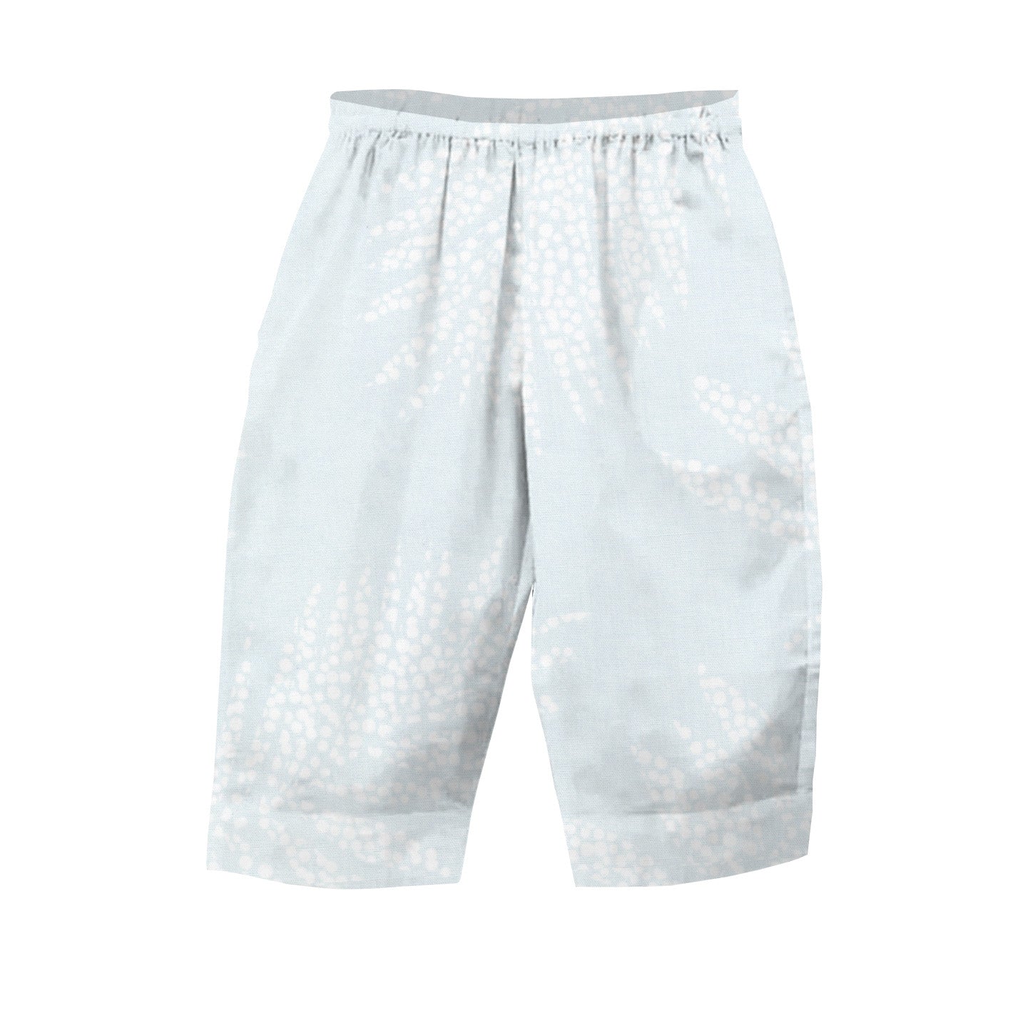 White shorts with a subtle pattern on a white background