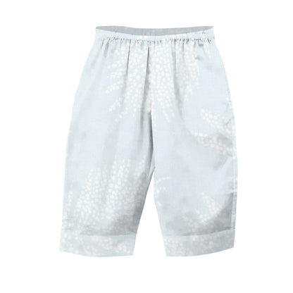 White shorts with a subtle pattern on a white background