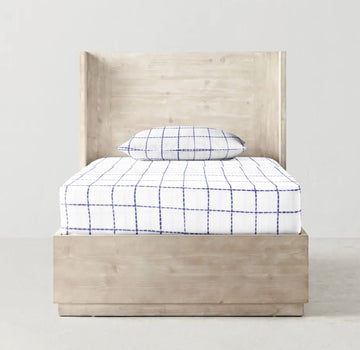 'Navy Square' Organic Junior Fitted Sheet