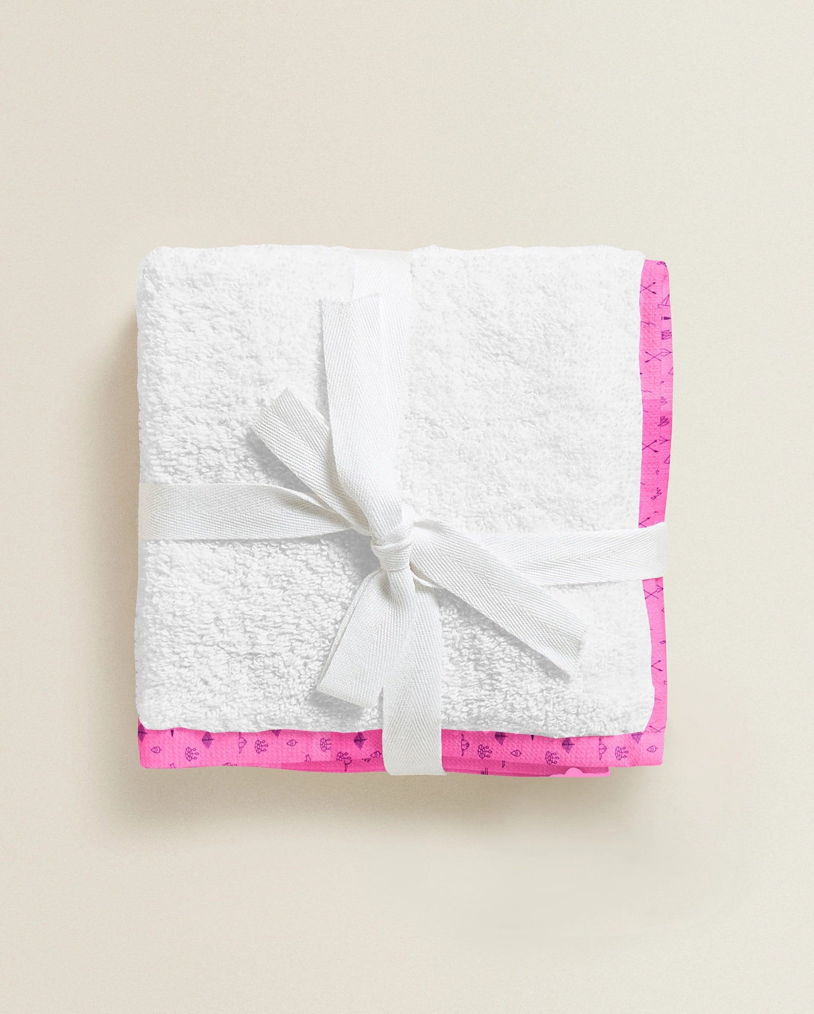 'Pink Line Drawing’ Organic Junior Towel Set