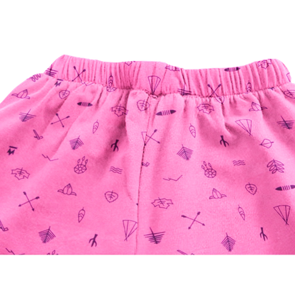 'Pink Line Drawing' Organic Pajama Short Set