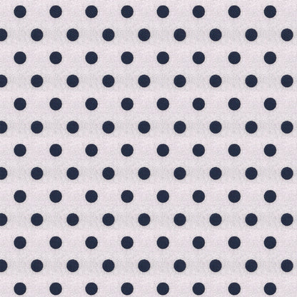 Pattern of navy blue polka dots on a white background
