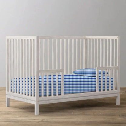 ‘Shaded Blue Checks’ Organic Fitted Crib Sheet 1