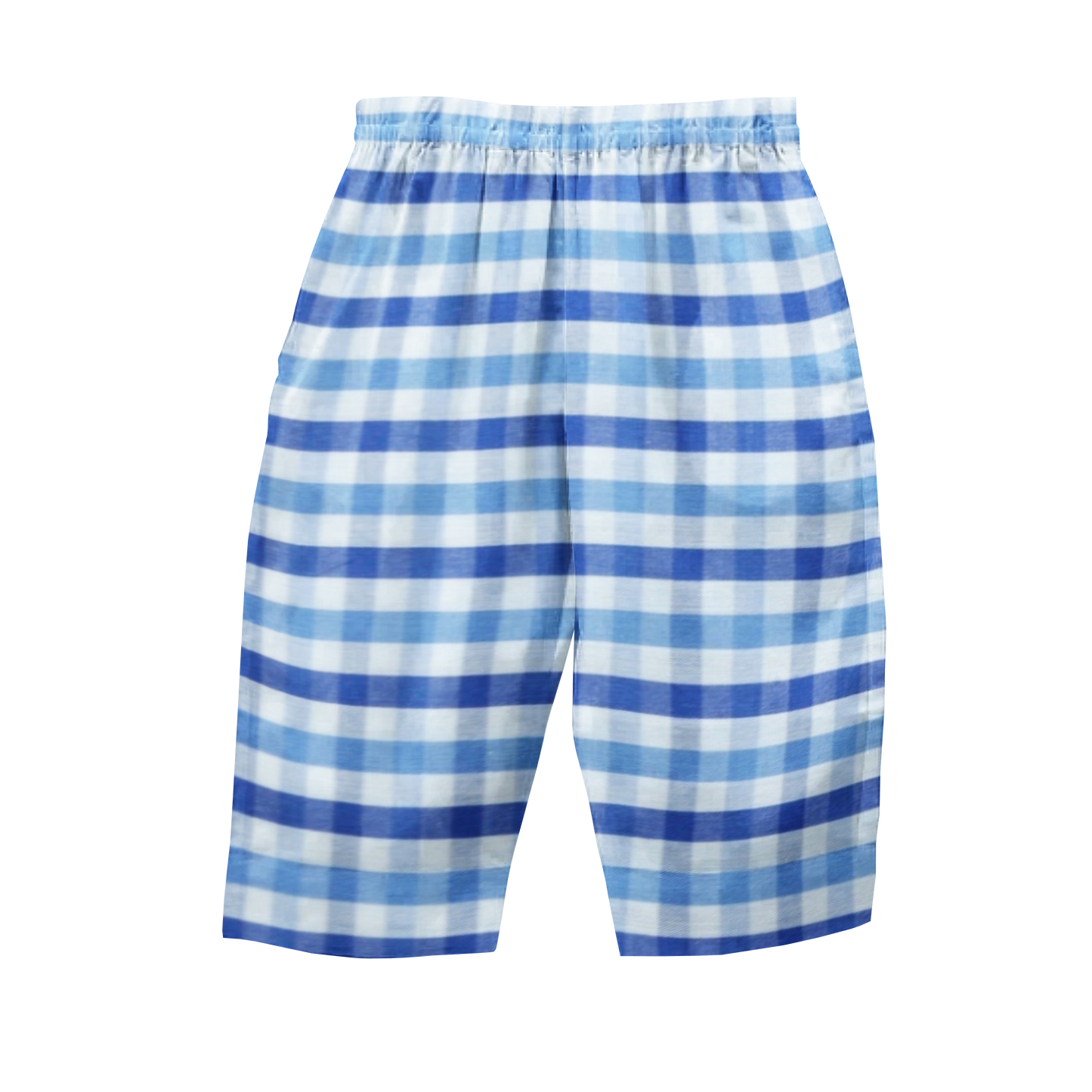 'Shaded Blue Checks' Organic Collared Pajama Set 3