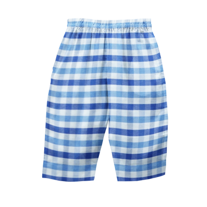 'Shaded Blue Checks' Organic Collared Pajama Set 3