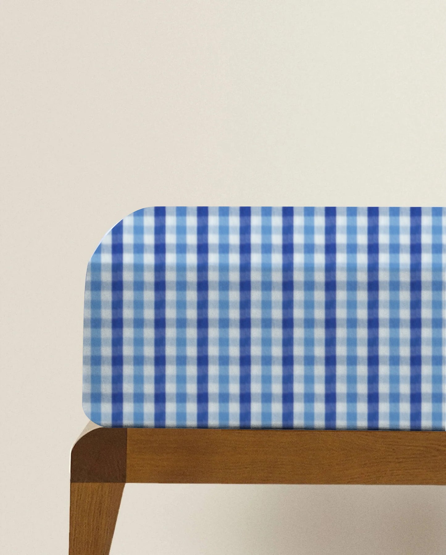 ‘Shaded Blue Checks’ Organic Fitted Crib Sheet 2