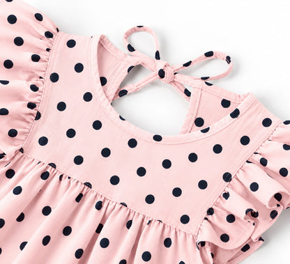 'Pink & Black Dots' Organic Sleeve Nightdress