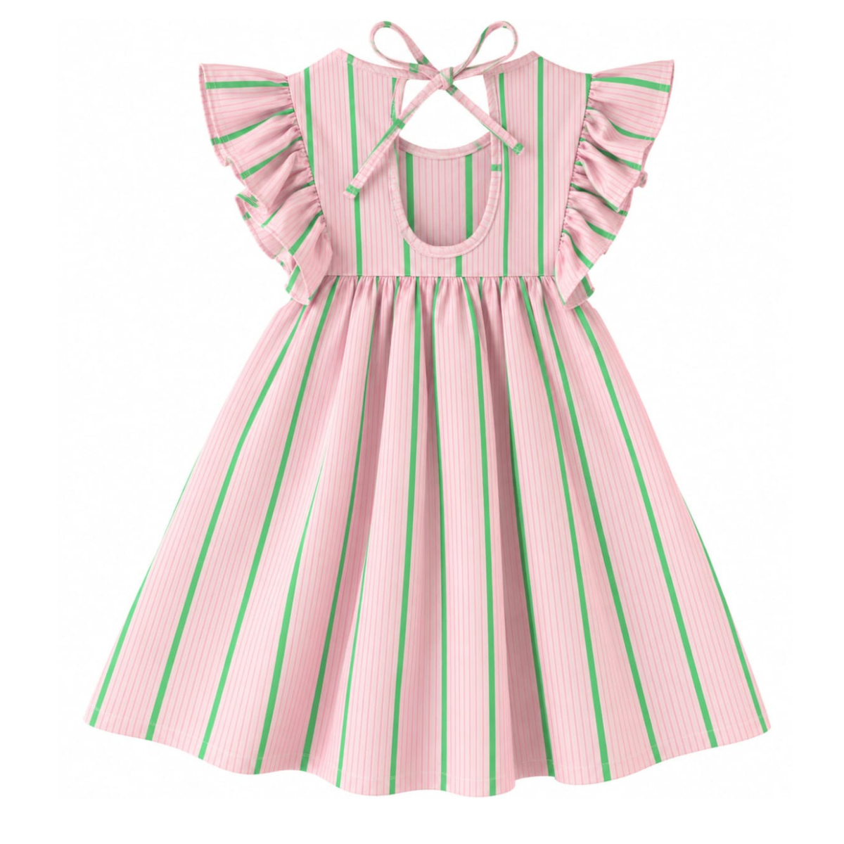 'Pink & Green Stripe' Organic Sleeve Nightdress