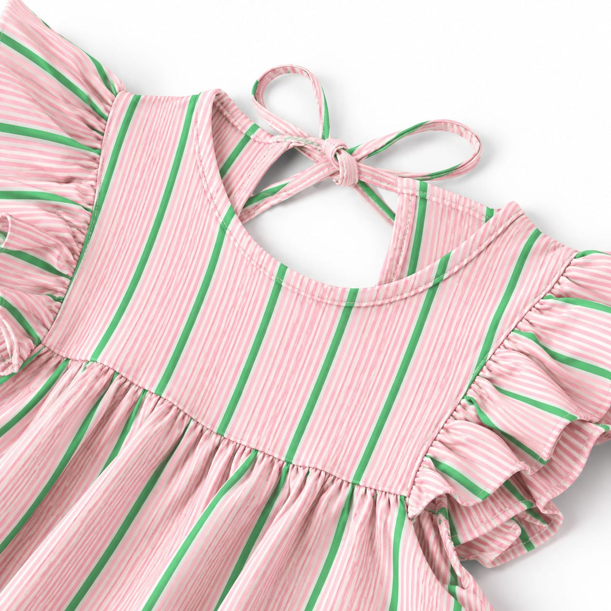 'Pink & Green Stripe' Organic Sleeve Nightdress