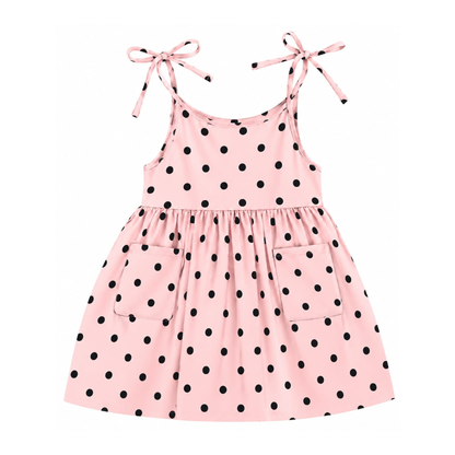 'Pink & Black Dots' Organic Sleeveless Nightdress