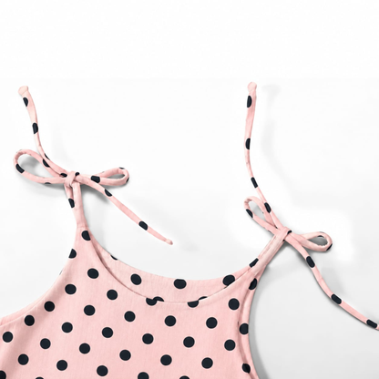 'Pink & Black Dots' Organic Sleeveless Nightdress