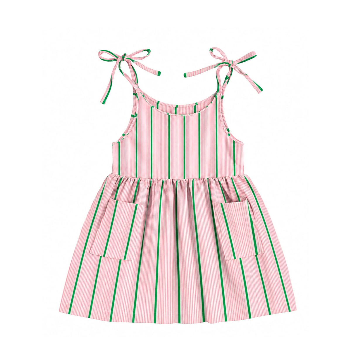 'Pink & Green Stripe' Organic Sleeveless Nightdress