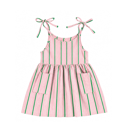 'Pink & Green Stripe' Organic Sleeveless Nightdress