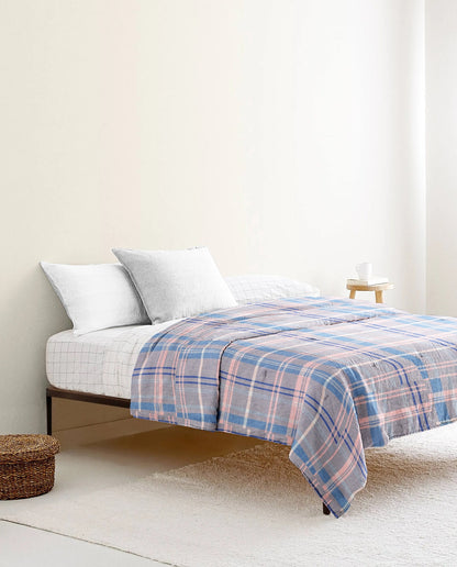 ‘Pink and Blue Checks’ Organic Junior Blanket