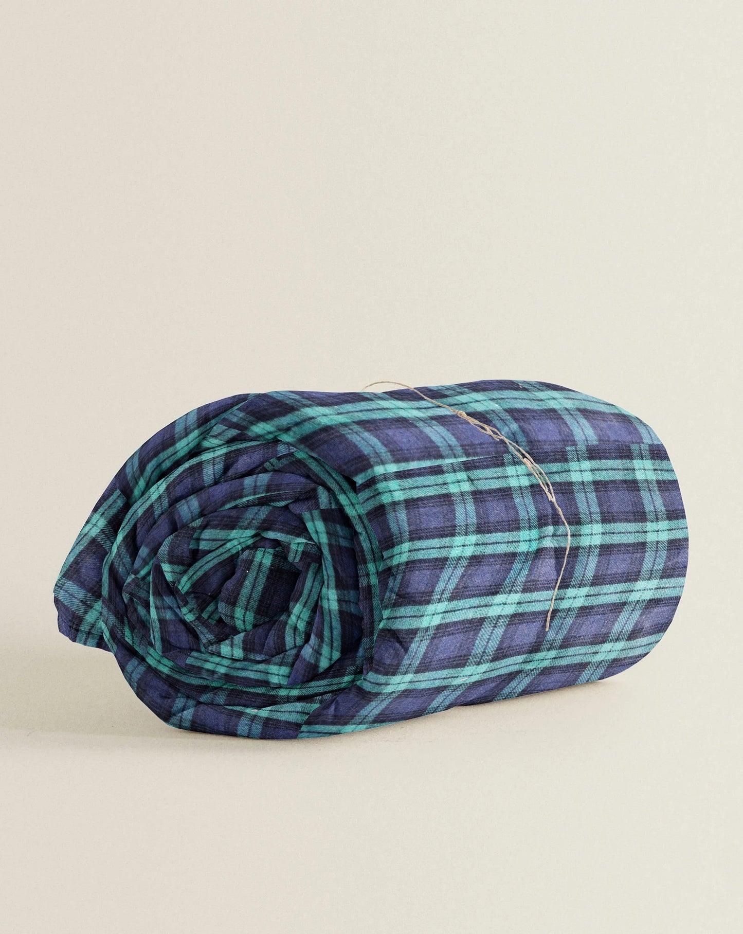 ‘Green and Navy Blue Checks’ Organic Junior Blanket & Quilt