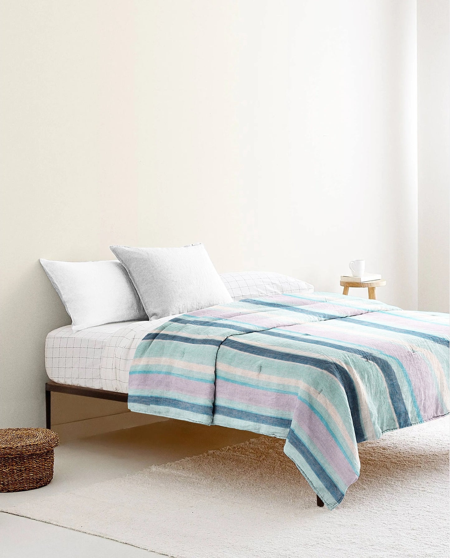‘Blue & Purple Stripe’ Organic Junior Blanket & Quilt